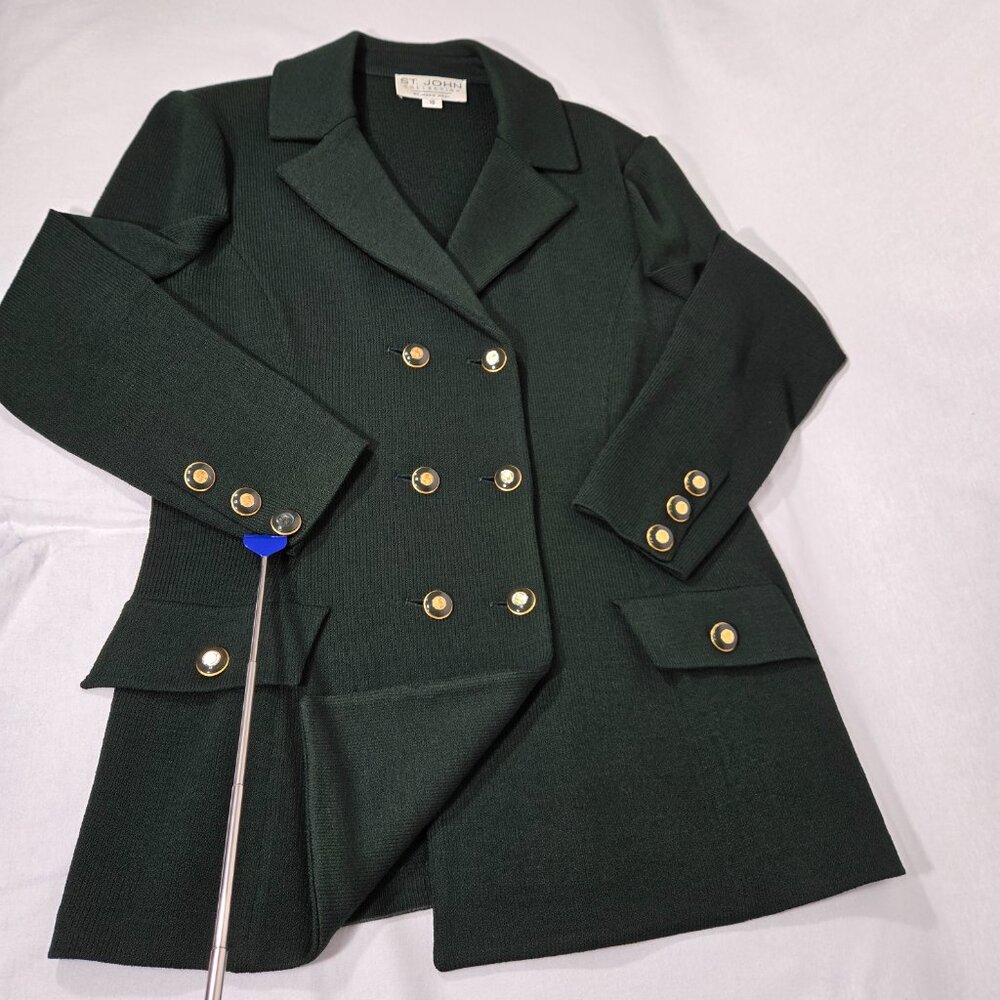 ST. JOHN Collection by Marie Gray Elite-Green Santana Knit Blazer Women Size 10. - Picture 7 of 17